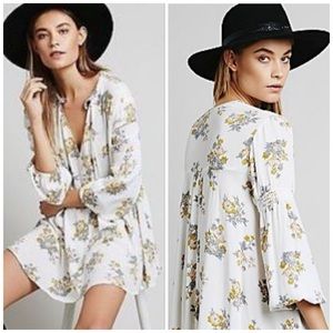 Free People Floral Retro Print Swing Tunic Dress